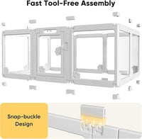 Acrylic Clear Dog Play Pen Indoors, Puppy Playpen with Door for Small Dogs Puppies, Transparent Plastic Pet Playpen Cage Fence Crate Kennel for Cat Kitten Rabbit Bunny Ferret etc (White-10 Panels)
