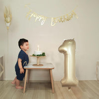 Checkered Number Balloon 1 - Metallic Gold / Number 1 - image 3