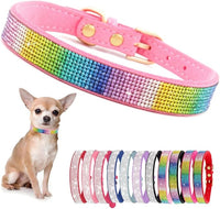 Rhinestone Dog Collar for Small Dogs, Bling Diamond Fancy Crystal Glitter Pretty Jewel Pet Puppy Collars for XXS XS Small Medium Large Breed Girl Dogs Female Cats Kitten, Colorful Pink M