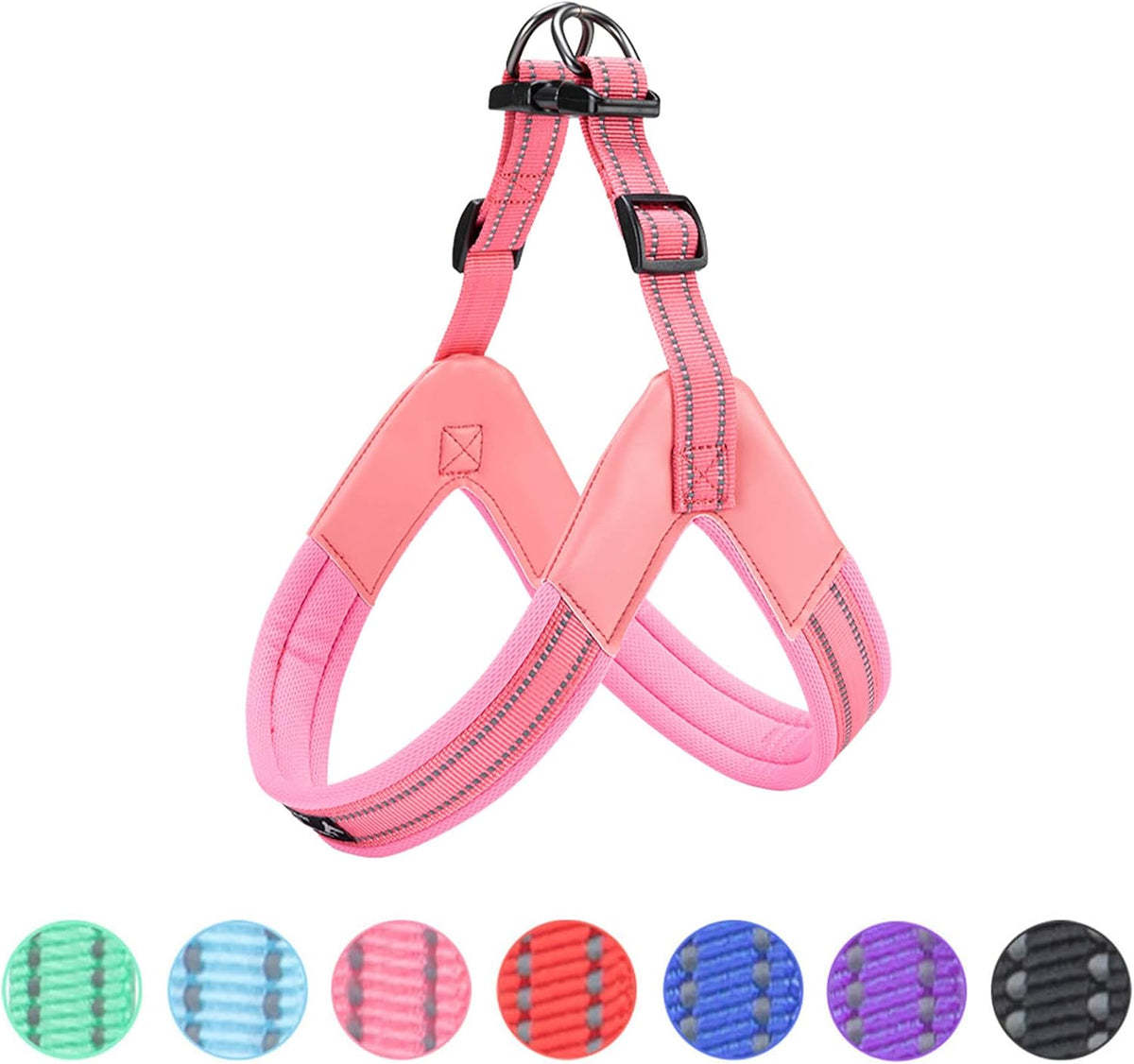 EXCELLENT ELITE SPANKER Reflective Step-in Dog Harness Vest Chest - Pink / M-Chest 19-22"