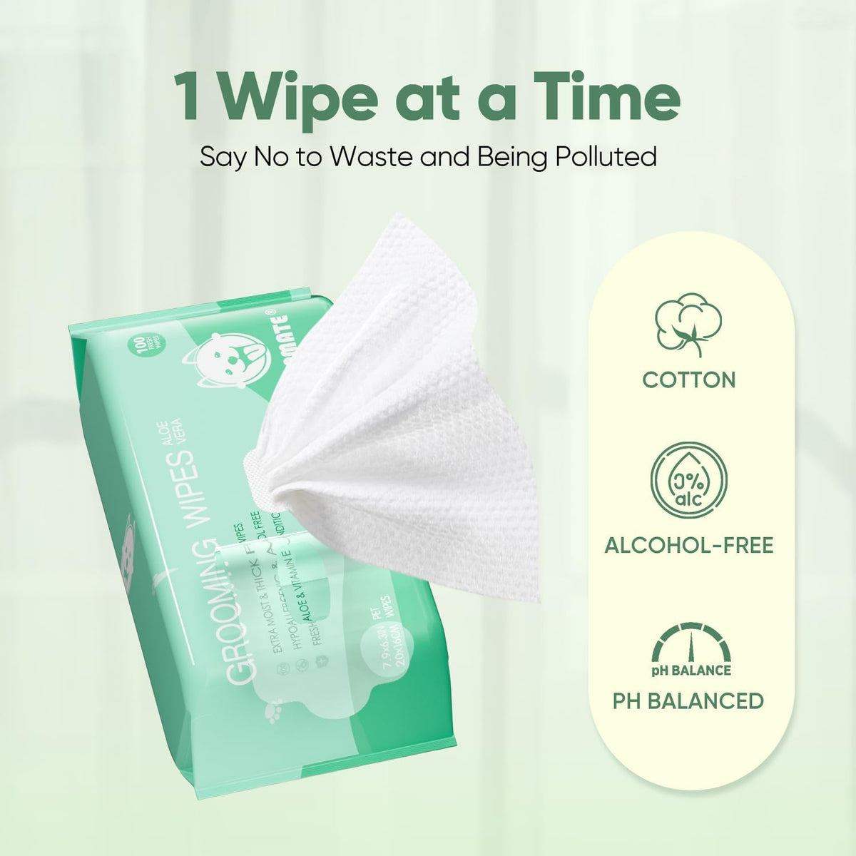 Pet Wipes for Dogs & Cats - Aloe Vera / 3 Packs-300 counts - image 2