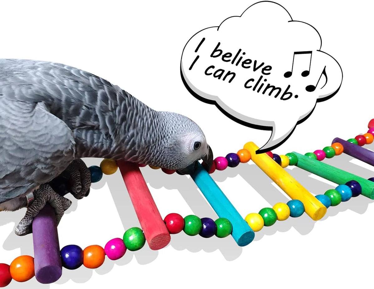 Bird Ladder Toys Coloured Flexible Parrot Swing Bridge Wooden - 39 in (16 Steps) - image 4