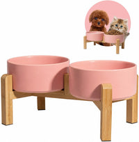 Elevated Ceramic Dog Bowl - Pink / Small