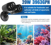 DaToo 800GPH Mini Aquarium Circulation Pump Ultra-quiet Fish Tank - 3963GPH - image 4