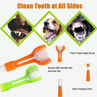 10-pack dog toothbrush set with triple head, double head and finger brushes - view 3
