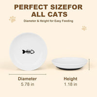 Ceramic Cat Food Bowls - 4 Pack Shallow Plates for Wet Food, Whisker-Friendly Feeding Dish with Non-Slip Silicone Base, Microwave & Dishwasher Safe for Indoor Cats & Kittens