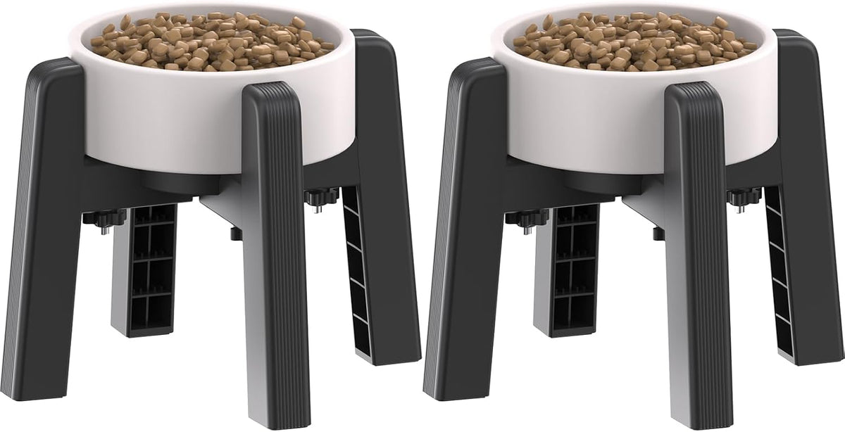 Dog Bowl Stand with Adjustable Height and Width [Stand Only] – Essentials for Dogs - 2 Pack For Bowl / H: 6.3''; W: 6.1-10.4''