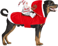 Santa Dog Costume, Dog Christmas Outfit, Riding Pet Costume - Sweater Santa Claus / L(Neck:14.2-17.7" Chest:20-25.2")