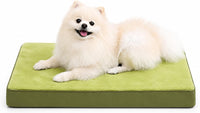 Large Plush Dog Bed for Crate with Washable Cover, 35x22 - 29.0"L x 18.0"W x 3.0"Th / Green
