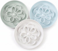 Melamine Cat Slow Feeder Bowl Set - White & Green & Blue / 3 PACK