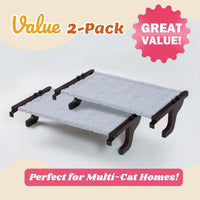 Zakkart 2-PC Easy Seat Cat Perch for Windowsill – Essentials for Cats - Dark Stained Wood w/ Gray Bed / Medium 2PC - image 2