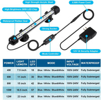 DaToo 4W 7.5inch Submersible Aquarium Light Underwater Fish Tank - 4W 7.5inch (With Timer&Dimmer) - image 2