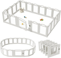 Foldable Clear Acrylic Dog Playpen with Door - White / 18 panels + 1 door / 23.6 inches