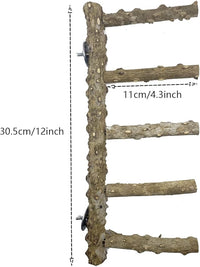 Allazone 3 PCS Nature Wood Bird Ladder Perch Nature Wood Stand Parrot Chew Toy Cage Hanging Pet Cage Bird Climbing Step Ladders for Small Animal