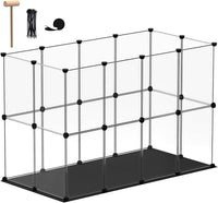 Small Animal Playpen, Guinea Pig Cages with Waterproof Mat, 24 Panels Pet Playpen for Hamsters, Hedgehog, Bunny, Ferret, Indoor Outdoor Plastic Fence, 48.5 x 24.8 x 32.3 inches