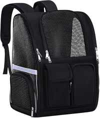 Pet Backpack, Airline Approved Dog Backpack, Cat Bag for Travel Hiking Bike Riding Walking Outdoor, Cat Backpack with Breathable Mesh(Black)