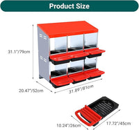 Nesting Boxes for Chickens, Chickens Laying Boxes for Chicken Coop, 6 Compartments Chicken Nesting Boxes, with Removable Tray, Easy Cleaning, for Hens Outdoor Chicken Coop Farm Yard, Red