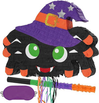WERNNSAI Halloween skull pumpkin piñata in orange and black with spooky face - view 3