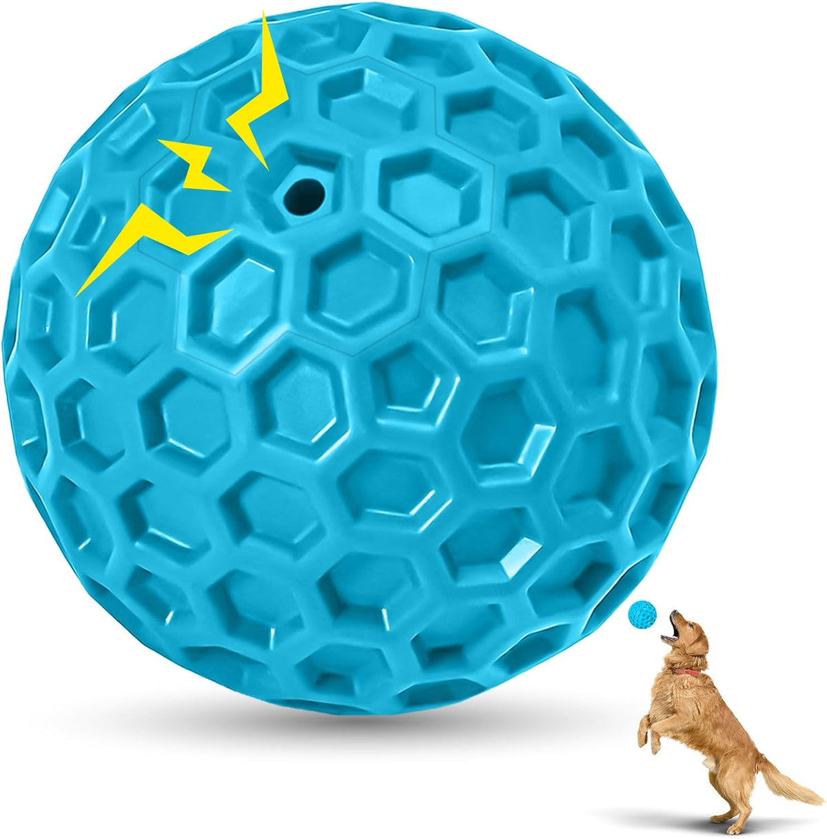 2 Pack Indestructible Squeaky Dog Balls for Aggressive Chewers - Azure