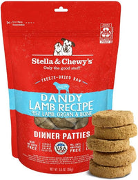 Stella & Chewy's Freeze-Dried Raw Dinner Patties - Dandy Lamb Recipe - High Protein Grain-Free Puppy & Dog Food - Perfect For Picky Eaters - 5.5 oz