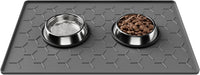 Pieviev Silicone Dog Cat Food Bowl Mat, Waterproof Raised Edge - M-24''X16'' / Dark Gray