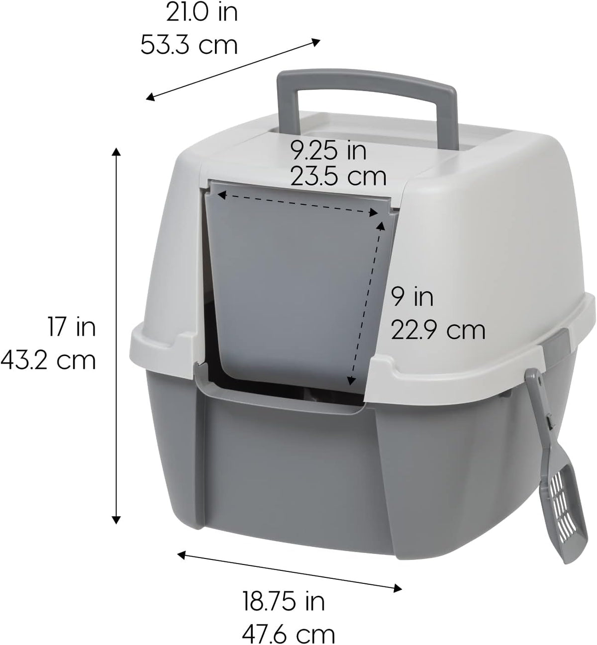 IRIS USA Large Front Door Cat Litter Box, Walk-in Entry - Jumbo Enclosed / Dark Gray w/ Scoop - image 2