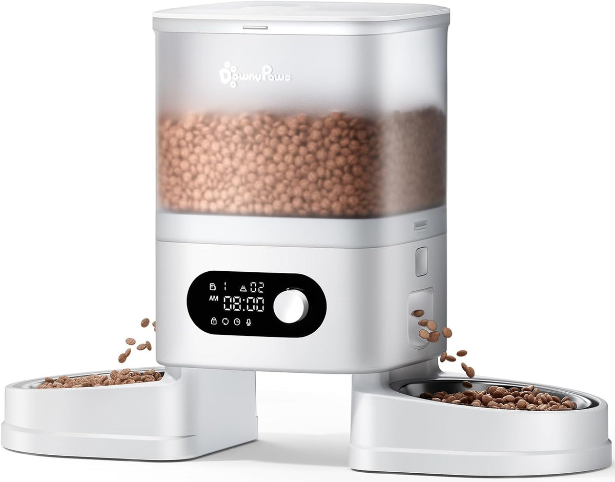 DownyPaws Automatic Cat Feeder 2 Cats - White