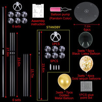 TONIFUL 4 Set Black Gold Balloon Stand Balloon Centerpieces for Table – Fun for Kids & Family - Black Metallic Gold / 6 Set Balloon Stand - image 2