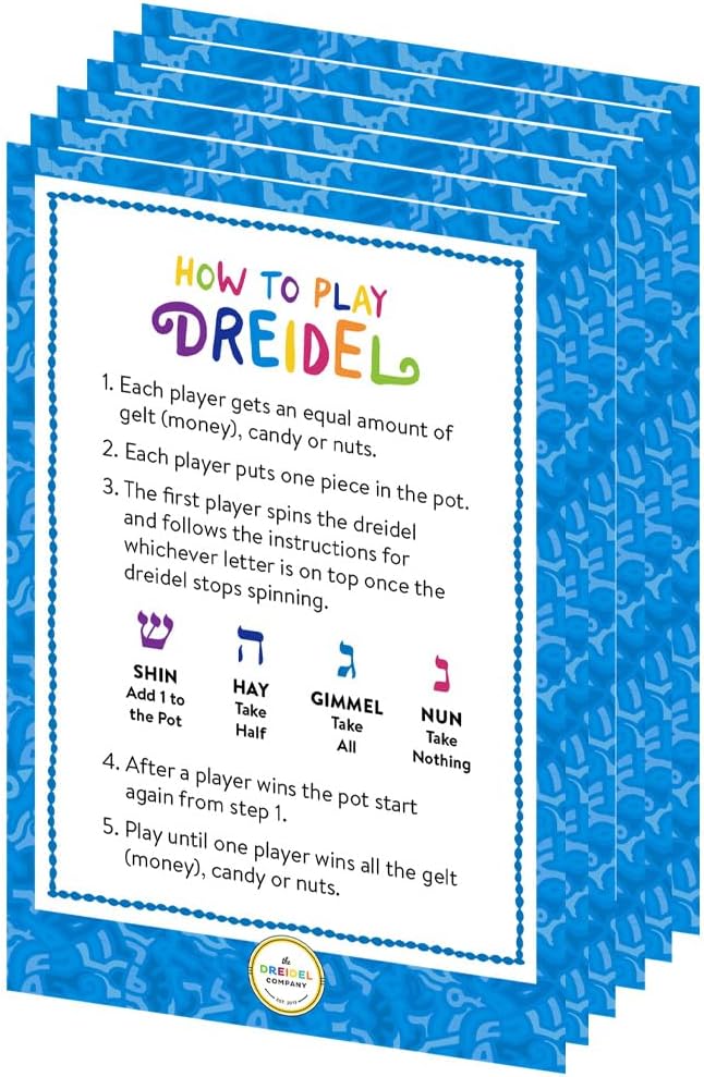 The Dreidel Company 25 pack Hanukkah dreidels in blue and white plastic with foil Hebrew letters - view 8