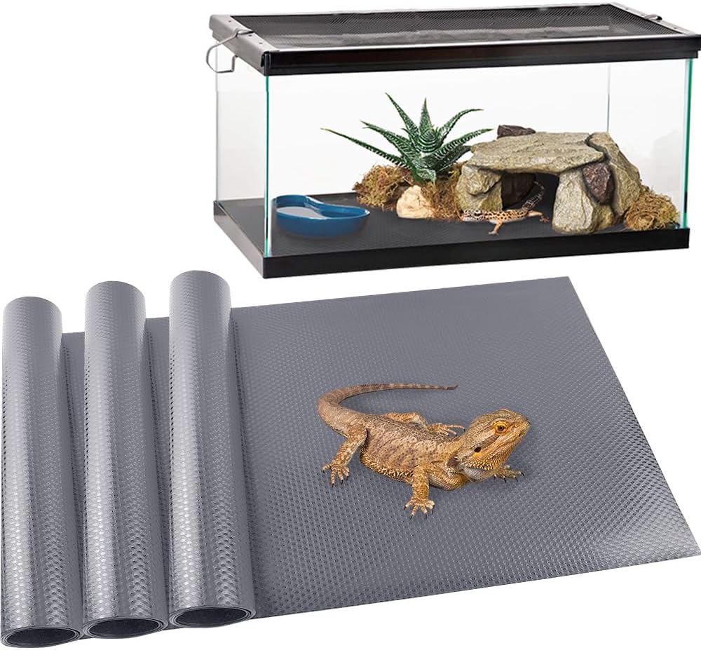 Reptile Carpet, Reptile Mat, Bearded Dragon - 3 PCS / Grey 18"×79"
