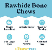 hotspot pets 10 Inch Large Rawhide Dog Bones - Made from Grass Fed Cows - Long Lasting Chews Great for Dental & Oral Care - Bones for Aggressive Chewers & Large Dogs (10 Inch - 4 Count)