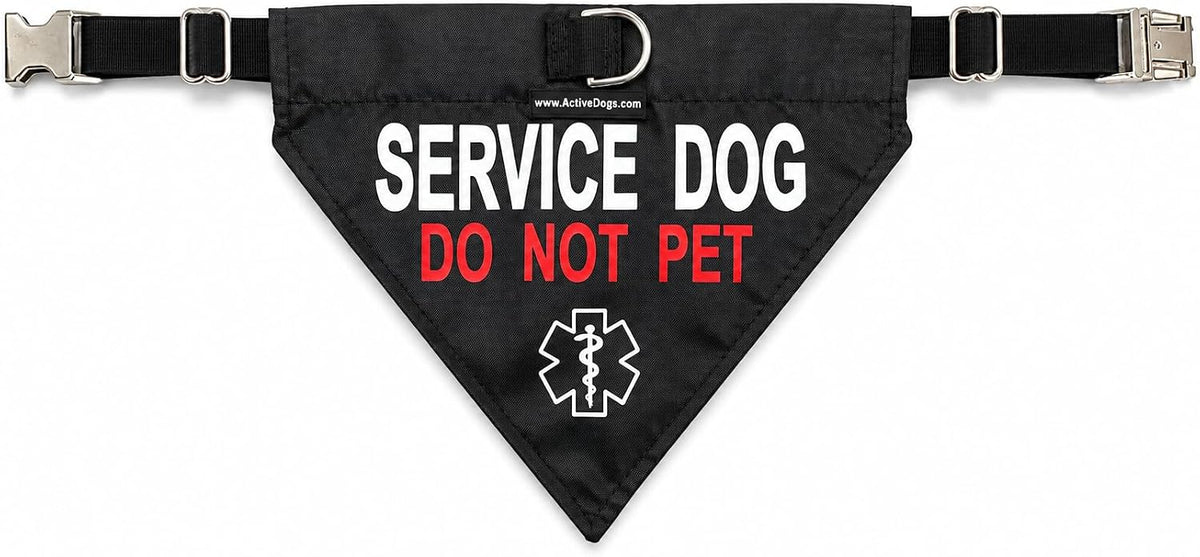 ActiveDogs Service Dog Bandana Collar, Do Not Pet - Sm/Med: 10" - 15"
