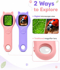 Kids Microscope, 500X Digital Magnifying Glass, Explore STEM Toy - Pink and Purple / 2 Pcs - image 3