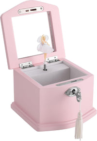 Ballerina Musical Jewelry Box with Mirror for girls，Kid's Jewelry - pink-small