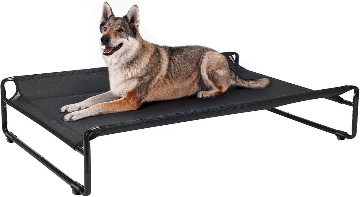 Veehoo Outdoor Elevated Dog Bed - Black / 47.2"L x 31.9"W x 10.6"Th