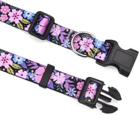Mihqy Dog Collar for Medium Dogs, Fashion Design, M - M (Neck 12.9-21.6", Width 3/4") / Floral Pink - image 3