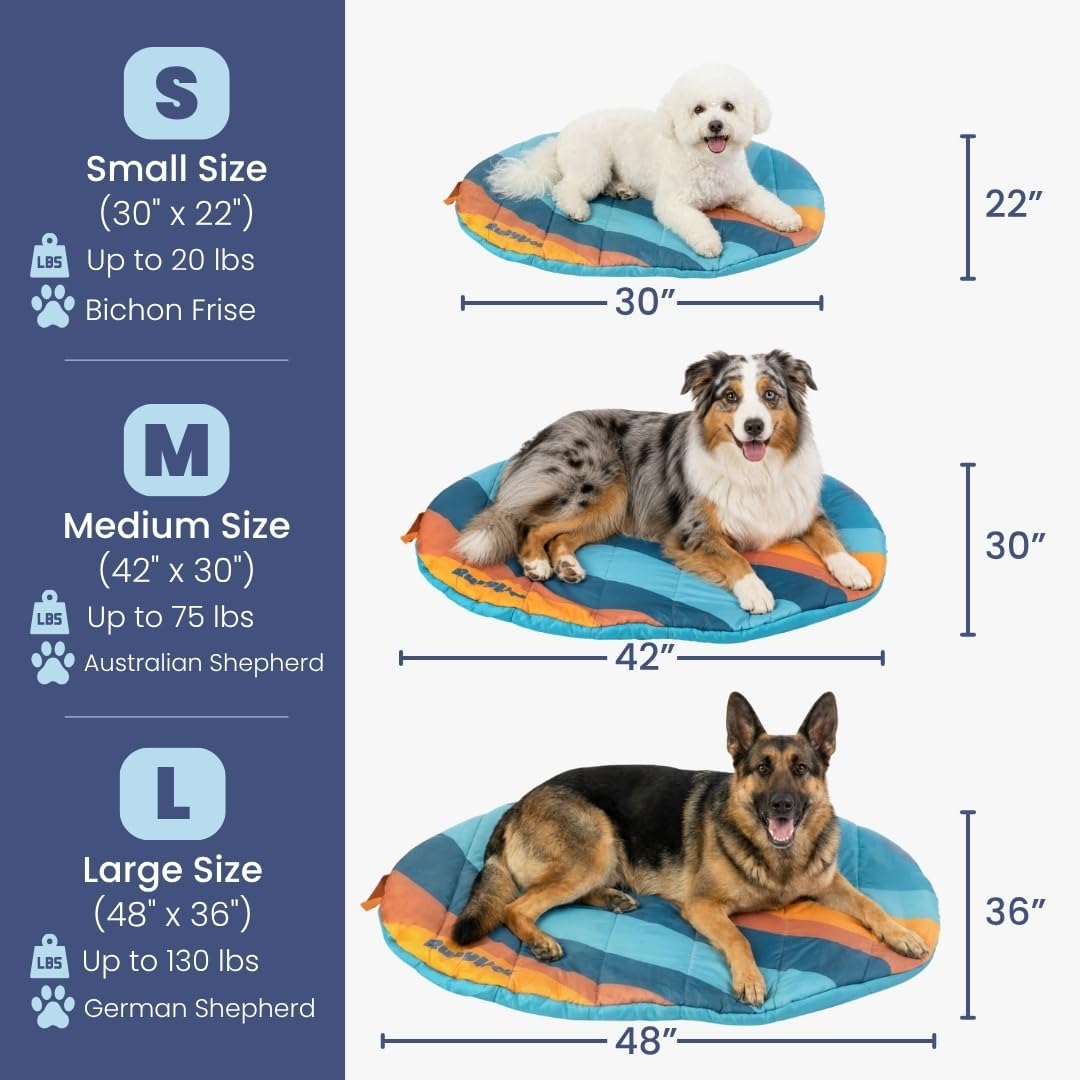 Travel Dog Bed, Foldable & Packable with Carry Bag, Black - Sunset Surf / Small - image 4