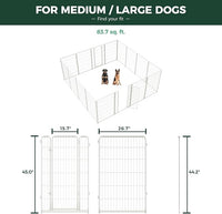 FXW Homeplus Unleashed Indoor Dog Playpen - Stress-Free and Safe Play, Heavy Duty 45 Inch 16 Wire Panels Dog Pen for Large Dogs, White│Patented