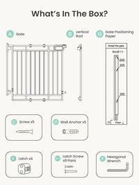 Mom's Choice GROWNSY Baby Gate No Bottom Bar, Adjustable Width 26” to 36” for Child and Pet, Dog Gate with Auto-Close & One-Hand Operation, Screw-in Installation for Doorways and Indoor Use