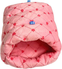 WOWOWMEOW Guinea Pig Cave Bed Small Animals Warm Cage Hanging Bed for Rat, Chinchilla, Hedgehog, Rabbit (M, Poker-Pink)