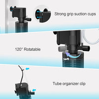 Aquarium Internal Filter for 20-50 Gallons, Ultra-Quiet Fish Tank Filter Biochemical Filtration 320GPH Powerful Pump Submersible Aquarium Filter Tank Clear Air Supply