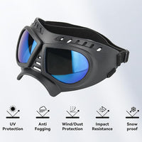Small Dog Goggles Windproof for Small-Medium Breeds Dog Sunglasses Anti-UV with Adjustable Straps - Blue