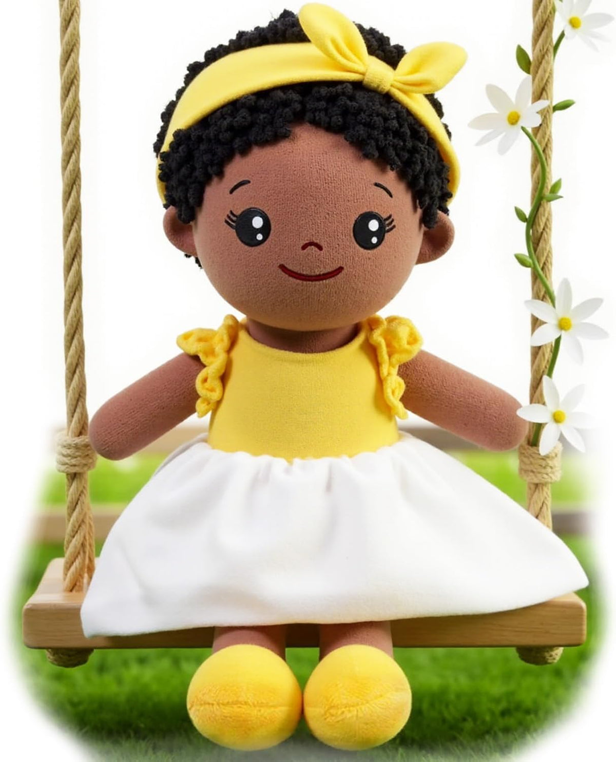 OUOZZZ Soft Baby Doll 12.6" Yellow Bee Dress Snuggle Buddy Doll – Fun for Kids & Family - D-nevaeh02