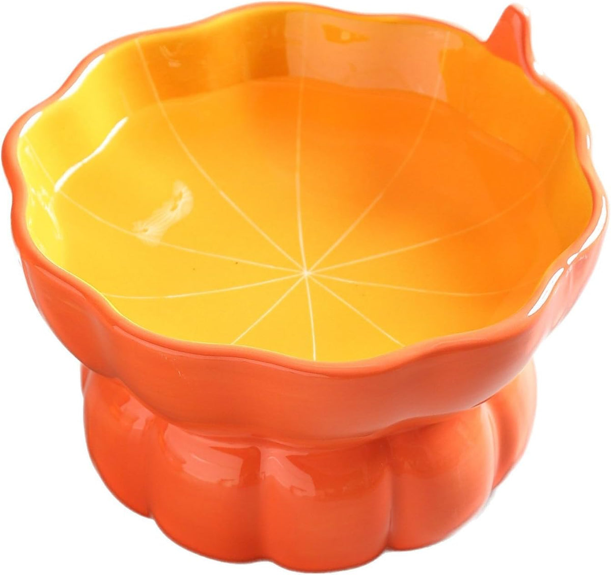 Ceramic Raised Cat Bowl, Strawberry Shaped - Orange