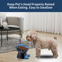 Nihow Elevated Ceramic Dog Bowls: 6.5 Inch Raised Dog Bowl for Food - 8.5 OZ (1 Bowl) / Blue & Black - image 4