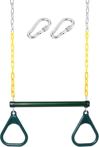 Take Me Away 18'' Trapeze Swing Bar Rings 48'' Heavy Duty Plastic - Grenn