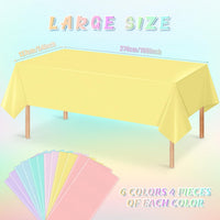 4Pcs Pastel Tablecloths, Mix Color Plastic Tablecloth Disposable Rectangle Table Covers for Baby - Pastel Rectangle / 24pcs - image 2
