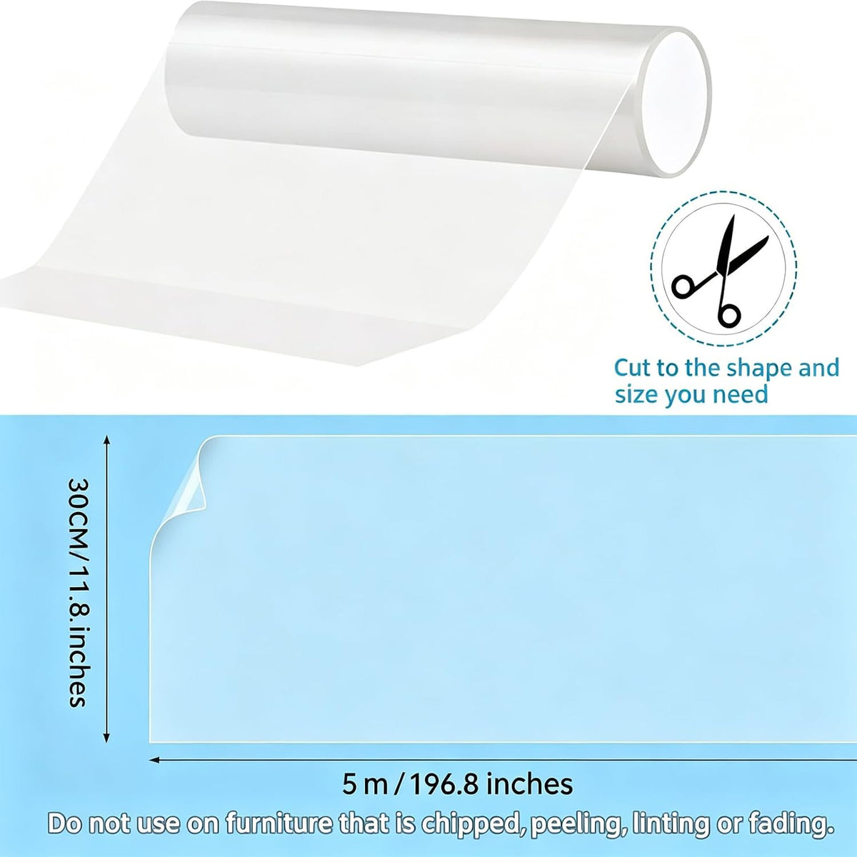 Anti Cat Scratch Furniture Protector Thicken Vinyl – Essentials for Cats - 11.8" x 197" - image 2