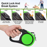 Taglory Retractable Dog Leash, One-Handed Brake, Up to 44 lbs - Green / Medium - image 3
