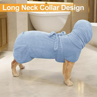 Medium to Large Size Dog Bathrobe, Quick Drying Super Absorbent Used for After Bathing, Warm Dog Towels, Adjustable Hoodies and Belts for Pet Dogs Bath Clothes Products(Blue Jacquard, 5XL)